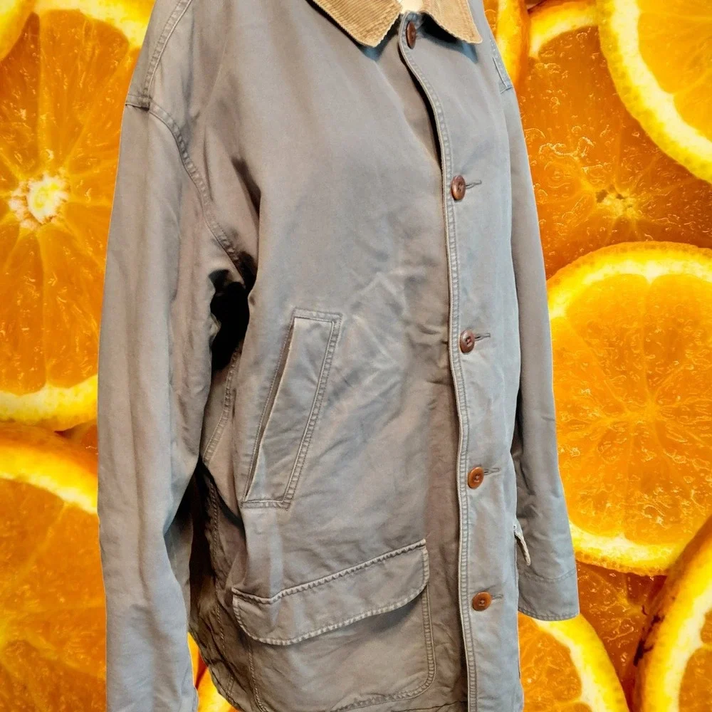 LL Bean Mens XL Tall Work Chore Jacket Corduroy Collar‎ Thinsulate Lined Gray